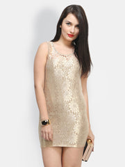 FabAlley Golden Lace Bodycon Dress