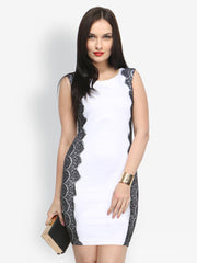FabAlley White Printed Bodycon Dress