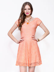 FabAlley Orange Lace Skater Dress