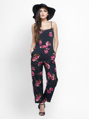 FabAlley Women Black Floral Print Jumpsuit