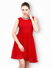 FabAlley Red Moonlight Lace Fit &amp; Flare Dress