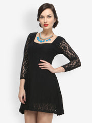 FabAlley Black Lace Skater Dress
