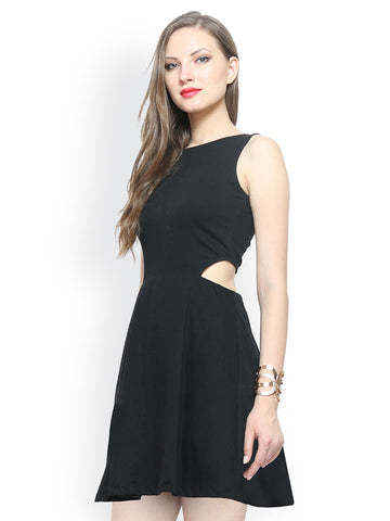 FabAlley Black Cutaway Skater Dress
