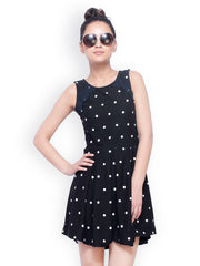 FabAlley Black Polka Dot Print Skater Dress