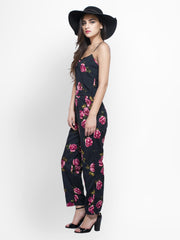FabAlley Women Black Floral Print Jumpsuit