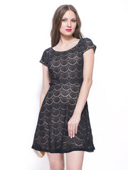 FabAlley Black Lace Skater Dress