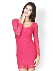 FabAlley Pink Lace Shift Dress
