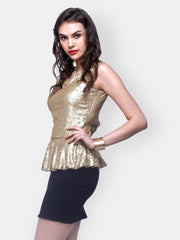 FabAlley Black &amp; Golden Peplum Dress