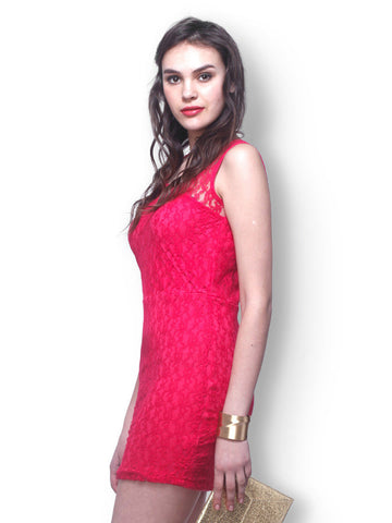 FabAlley Pink Laced Desires Bodycon Dress