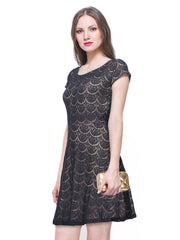 FabAlley Black Lace Skater Dress
