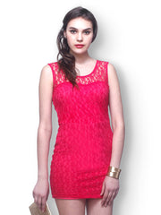 FabAlley Pink Laced Desires Bodycon Dress