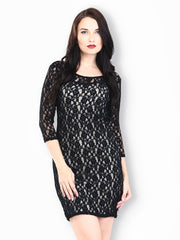 FabAlley Black Lace Back Bite Bodycon Dress