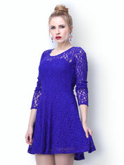 FabAlley Cobalt Blue Lace Skater Dress