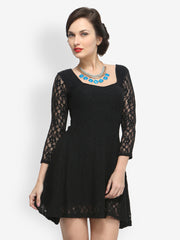 FabAlley Black Lace Skater Dress