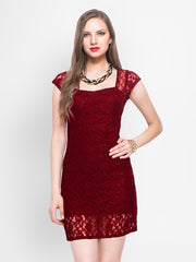 FabAlley Red Lace Tailored Dress