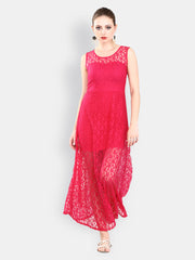 FabAlley Pink Lace Maxi Dress