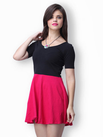 FabAlley Black &amp; Pink Skater Dress