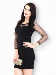 FabAlley Black Mesh Maze Bodycon Dress