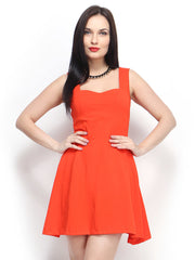 FabAlley Orange Fit &amp; Flare Dress