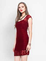 FabAlley Red Lace Tailored Dress