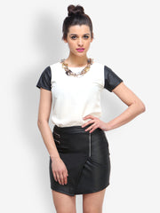 FabAlley Black Leather Pencil Skirt