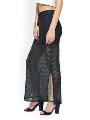 FabAlley Black Lace Maxi Skirt