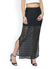 FabAlley Black Lace Maxi Skirt