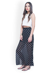 FabAlley Black Polka Dot Print Maxi Skirt