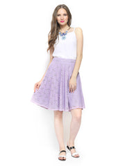 FabAlley Purple Lace Flared Skirt
