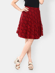 FabAlley Red Lace Flared Skirt