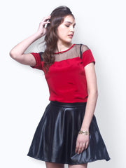 FabAlley Women Red Mesh Muse Top
