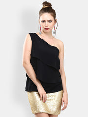 FabAlley Women Black Flutter Top