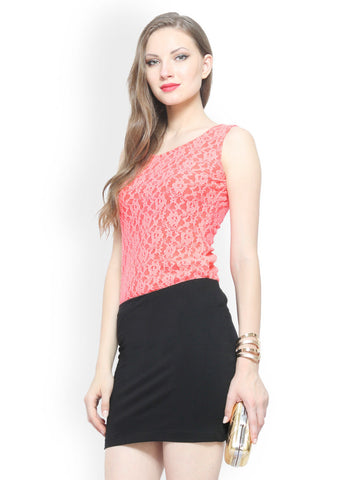 FabAlley Women Orange Lace Top