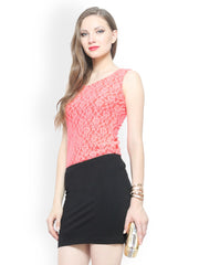 FabAlley Women Orange Lace Top