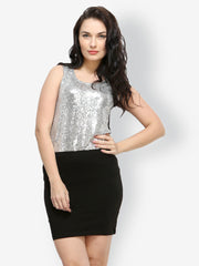 FabAlley Women Silver Toned Top