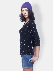 FabAlley Women Black Polka Dot Printed Top