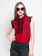 FabAlley Women Red Lace Shirt