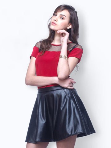 FabAlley Women Red Mesh Muse Top