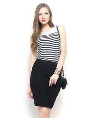 FabAlley Women White &amp; Black Striped Top