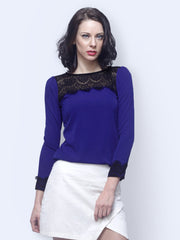 FabAlley Women Blue Lace Trace Top
