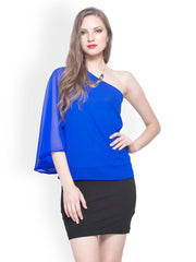 FabAlley Women Blue One Shoulder Top