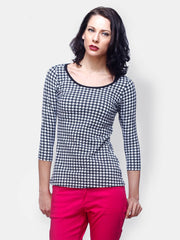 FabAlley Women Black &amp; White Houndstooth Printed Top