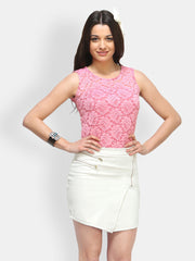 FabAlley Women Pink Lace Top