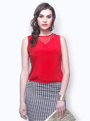 FabAlley Women Red Lurking Lace Top