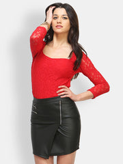 FabAlley Women Red Lace Top