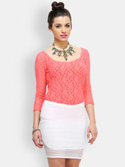 FabAlley Women Pink Lace Top