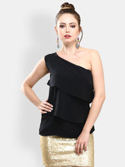 FabAlley Women Black Flutter Top