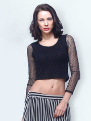 FabAlley Women Black Meshing Around Crop Top