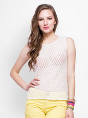 FabAlley Women White Lace Top