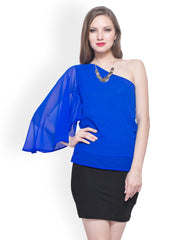 FabAlley Women Blue One Shoulder Top